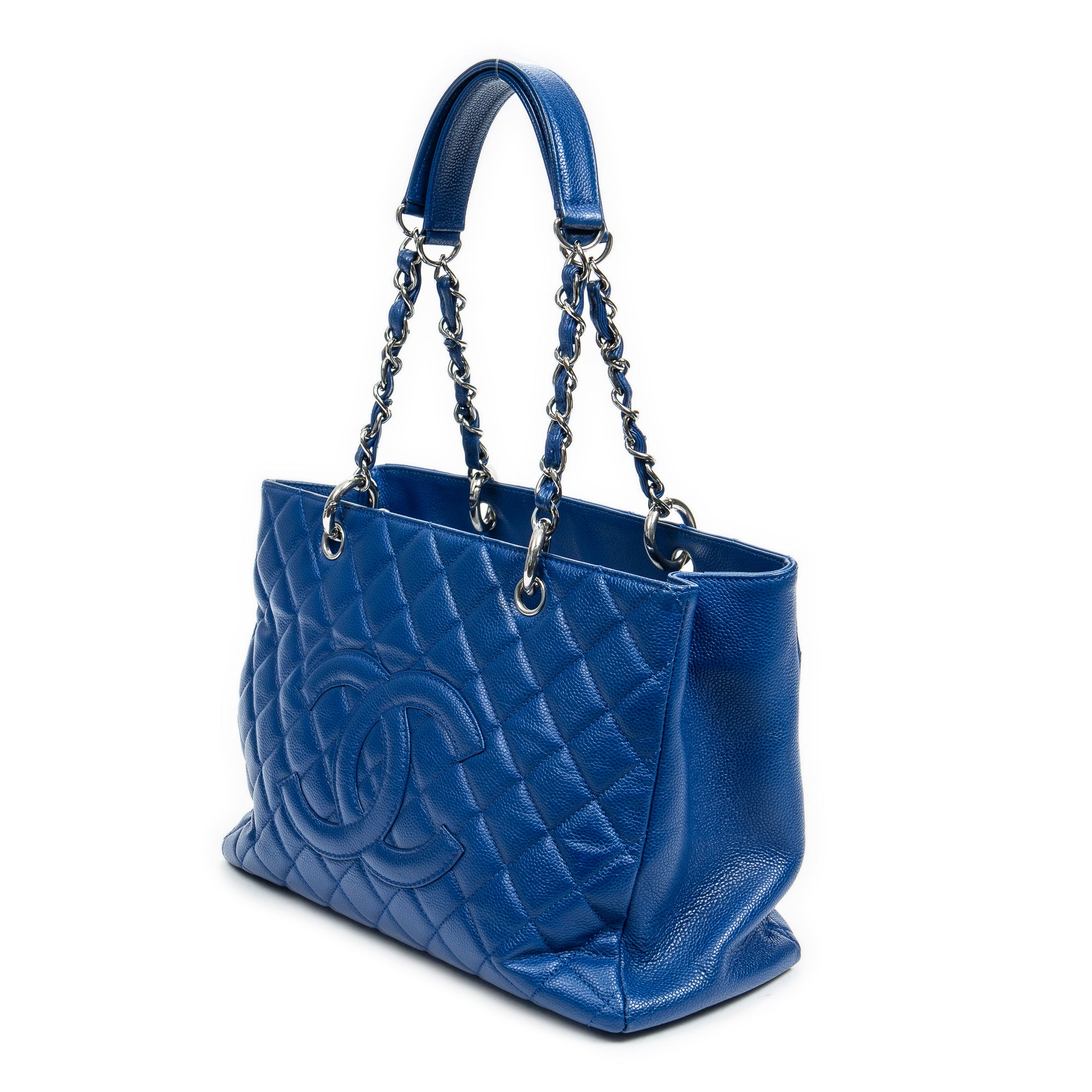 Shoulder Bag Grand Shopping Tote Blue Quilted Caviar Leather