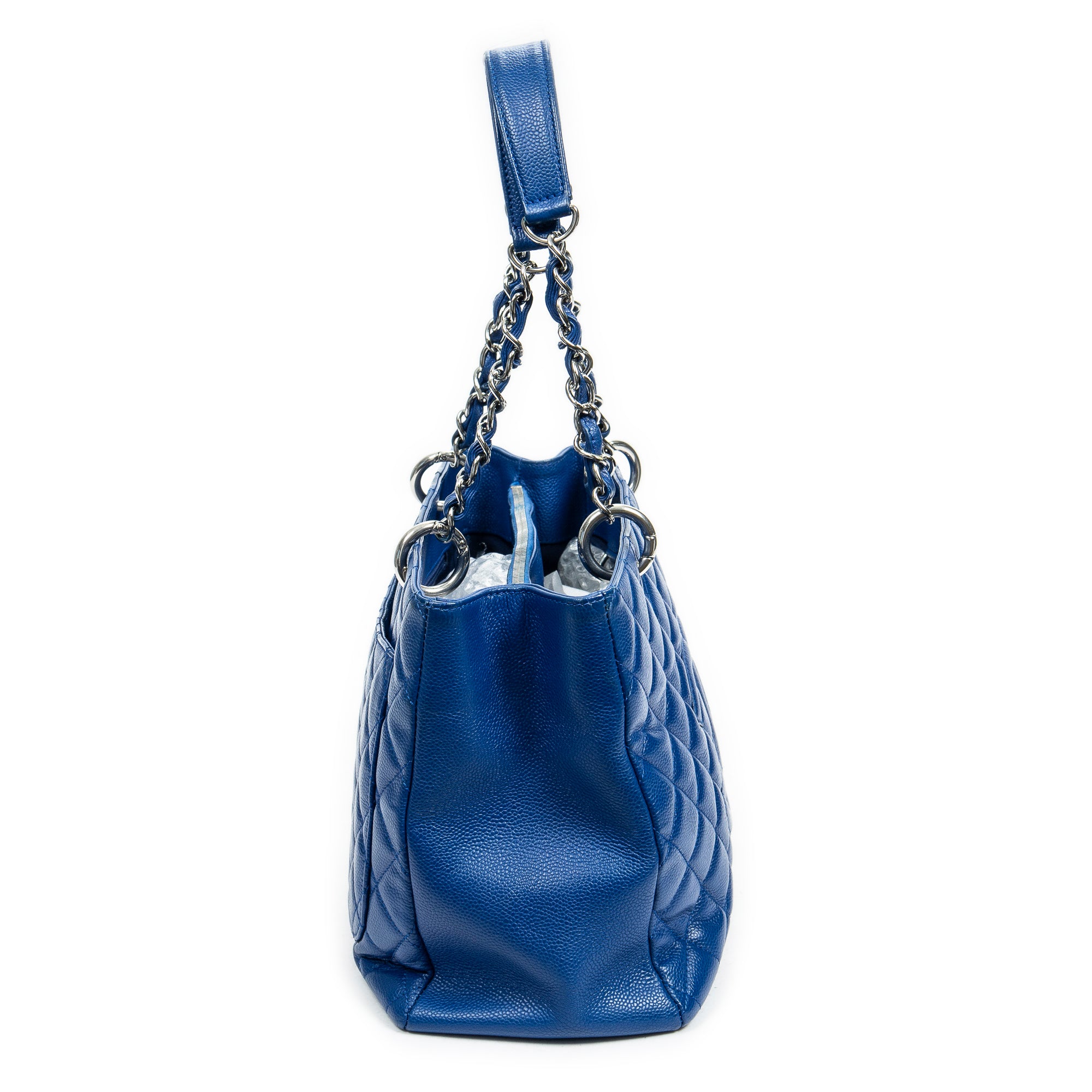 Shoulder Bag Grand Shopping Tote Blue Quilted Caviar Leather