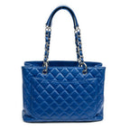 Shoulder Bag Grand Shopping Tote Blue Quilted Caviar Leather