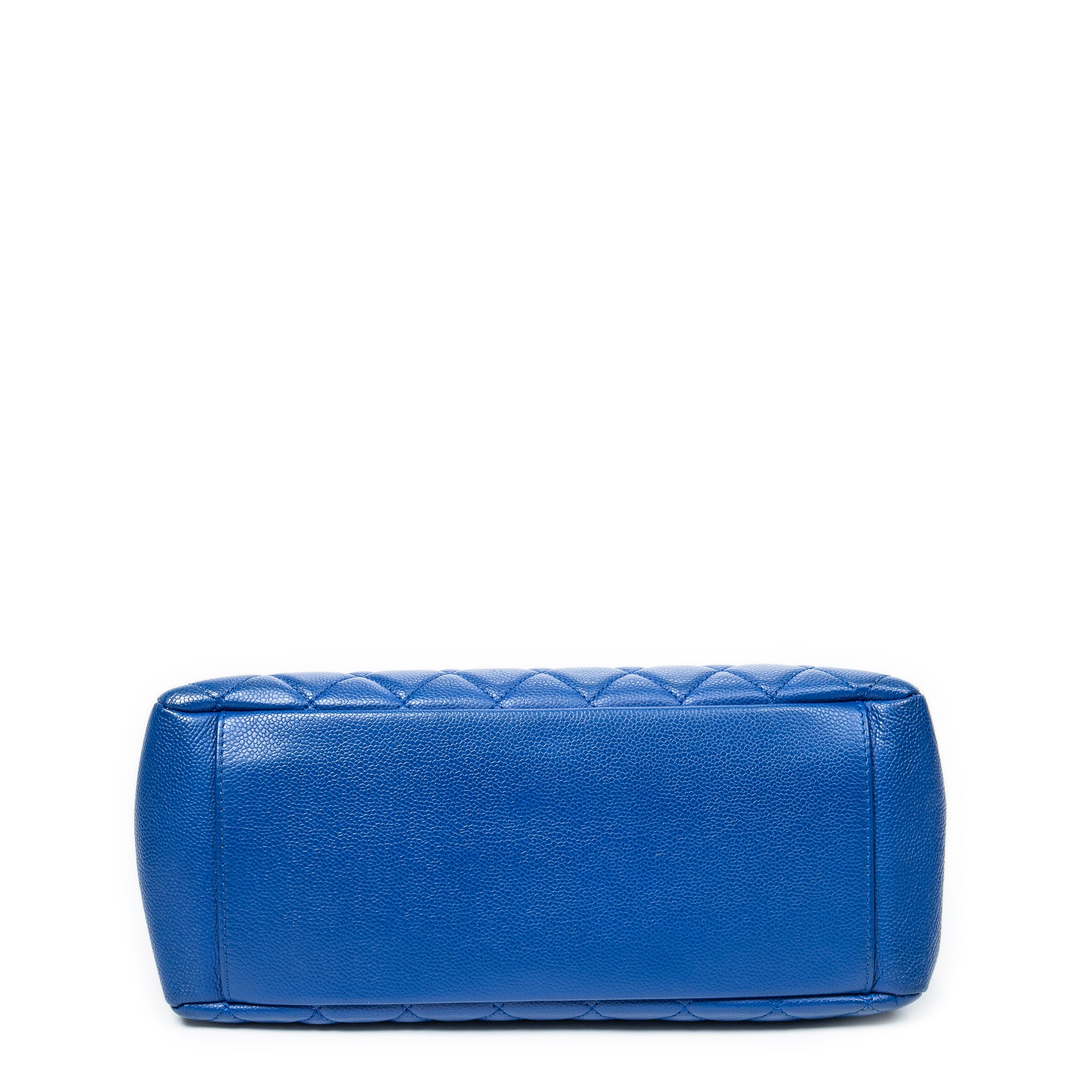 Sac à bandoulière Grand Shopping Tote en cuir caviar matelassé bleu