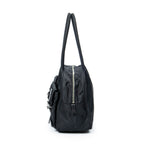 Shoulder Bag Small Double Buckle Bowler Black Nylon Canvas