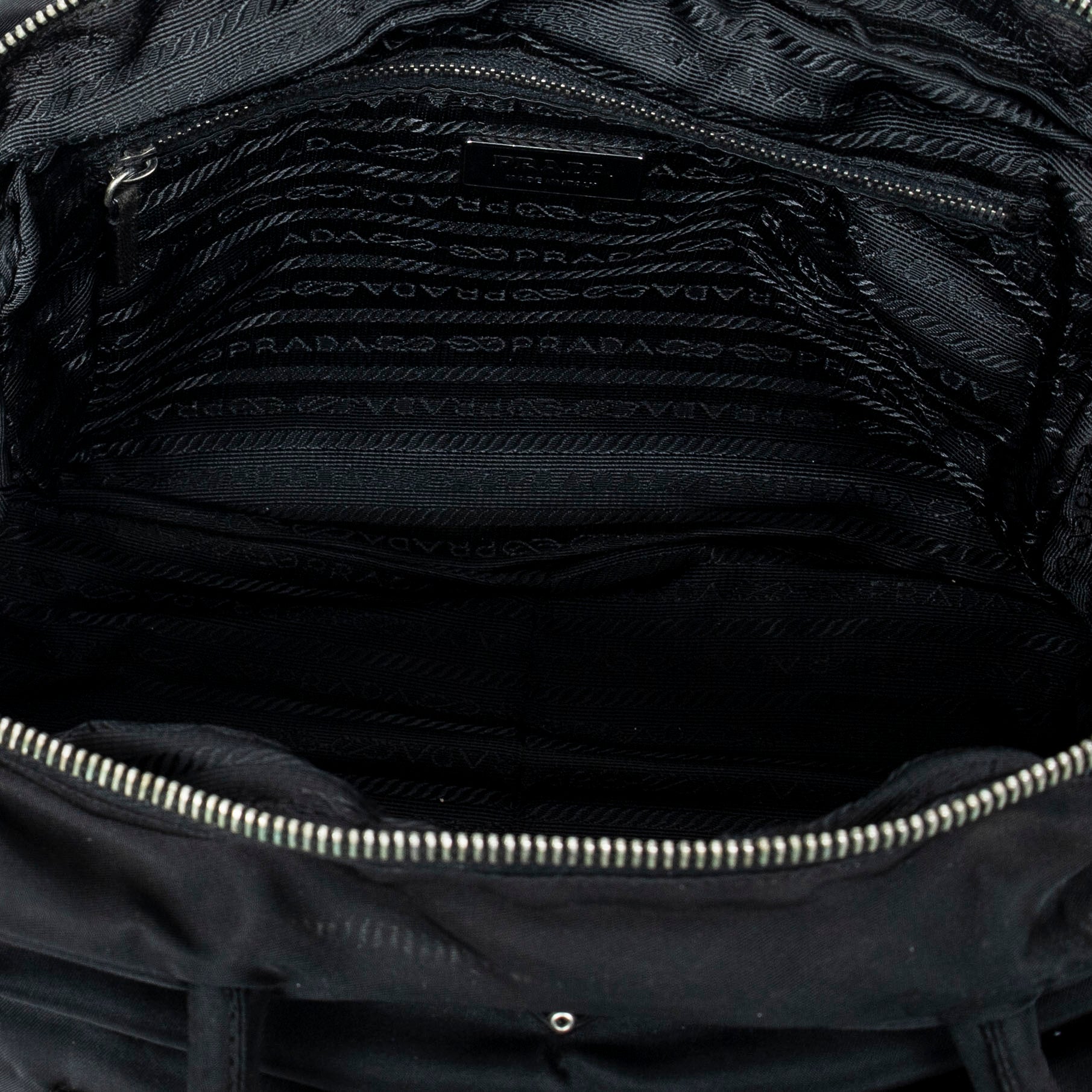 Shoulder Bag Small Double Buckle Bowler Black Nylon Canvas