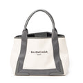 Handbag Small Navy Cabas Ivory Canvas