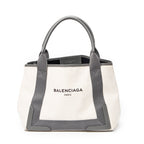 Handbag Small Navy Cabas Ivory Canvas