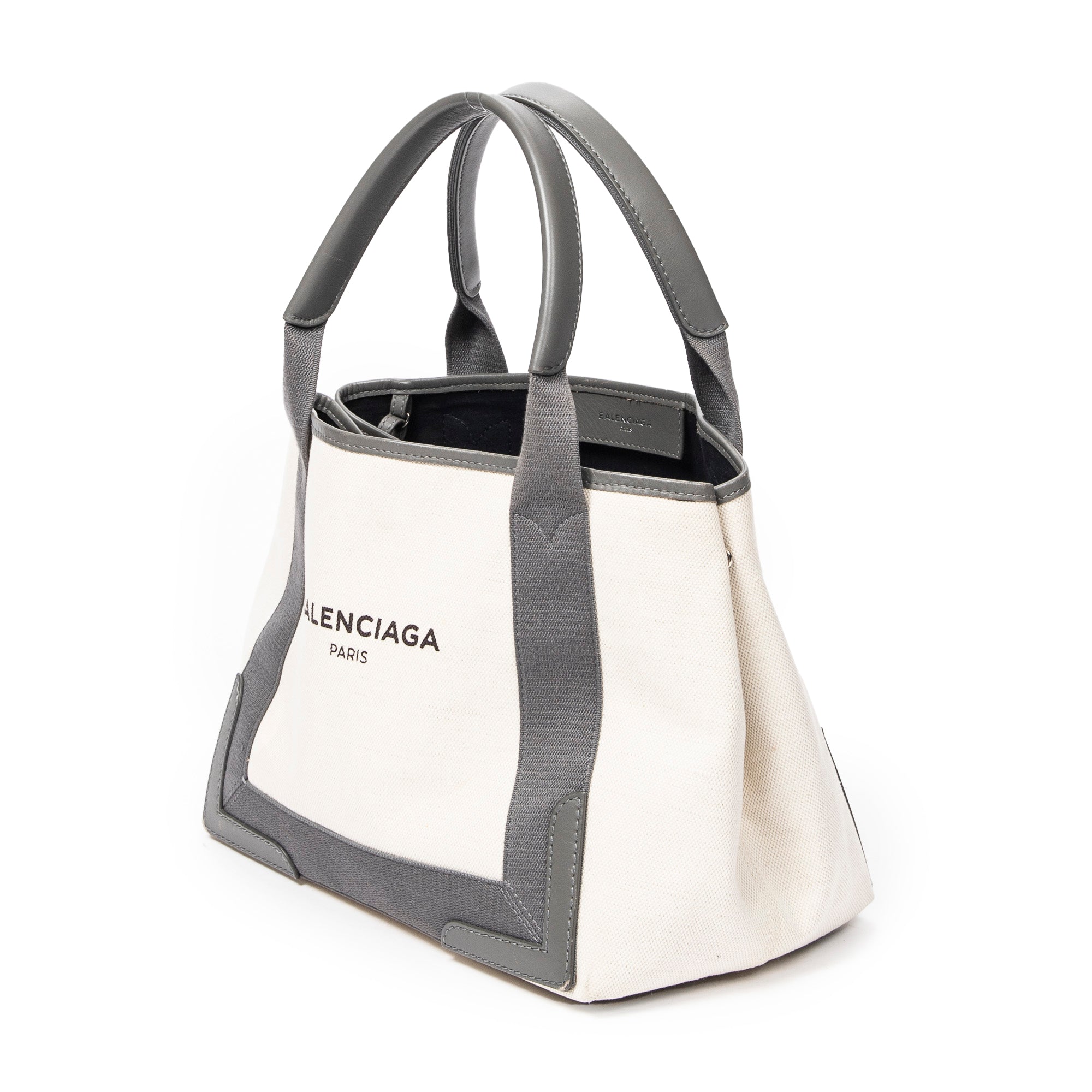 Handbag Small Navy Cabas Ivory Canvas