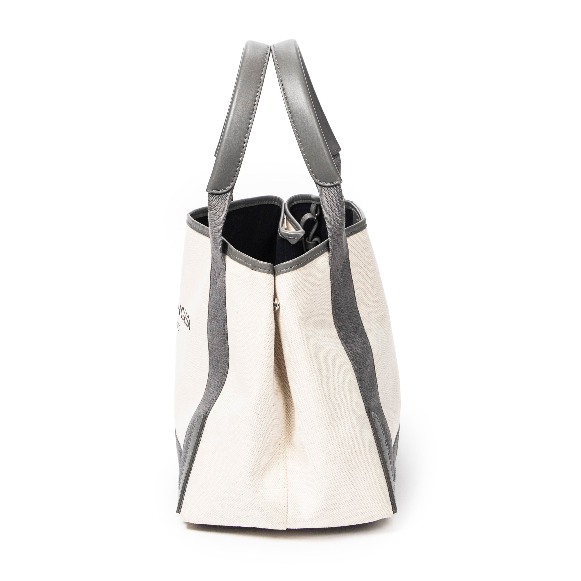 Handbag Small Navy Cabas Ivory Canvas