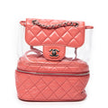 Backpack CC Transparent Vanity Flap Backpack Pink Transparent Vinyl/Quilted Lambskin Leather