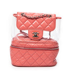 Backpack CC Transparent Vanity Flap Backpack Pink Transparent Vinyl/Quilted Lambskin Leather