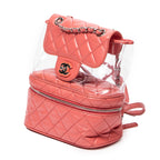 Backpack CC Transparent Vanity Flap Backpack Pink Transparent Vinyl/Quilted Lambskin Leather