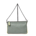 Shoulder Bag Chain Zip Clutch Yellow Butterfly Print Leather