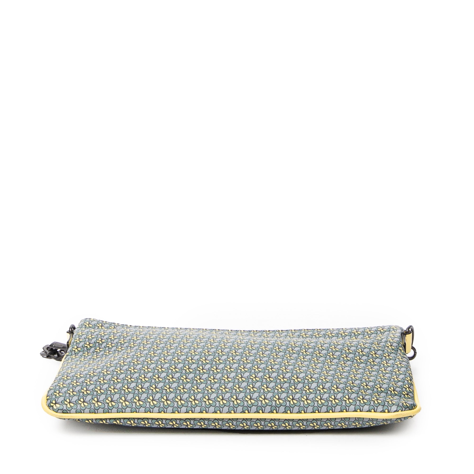 Shoulder Bag Chain Zip Clutch Yellow Butterfly Print Leather