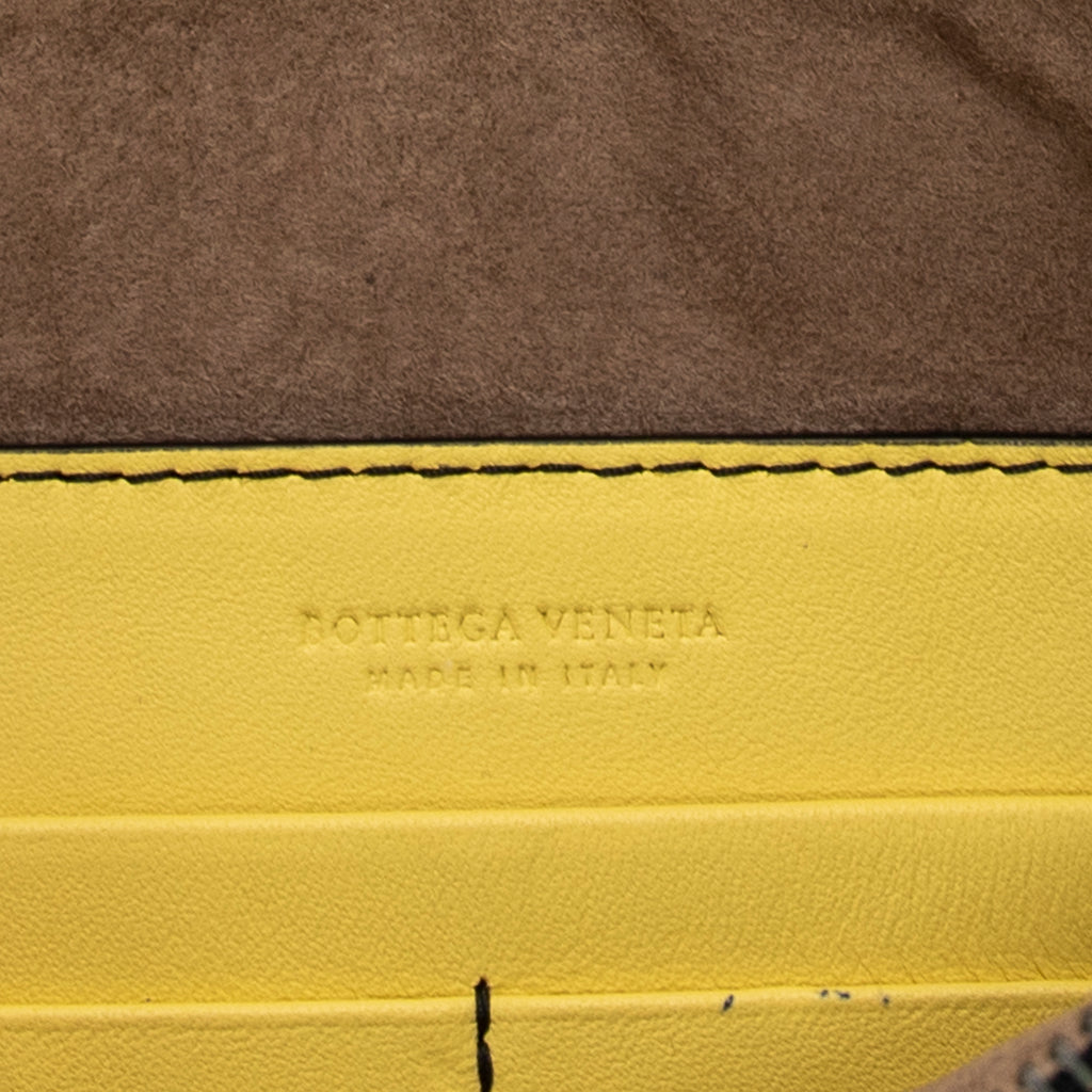 Shoulder Bag Chain Zip Clutch Yellow Butterfly Print Leather