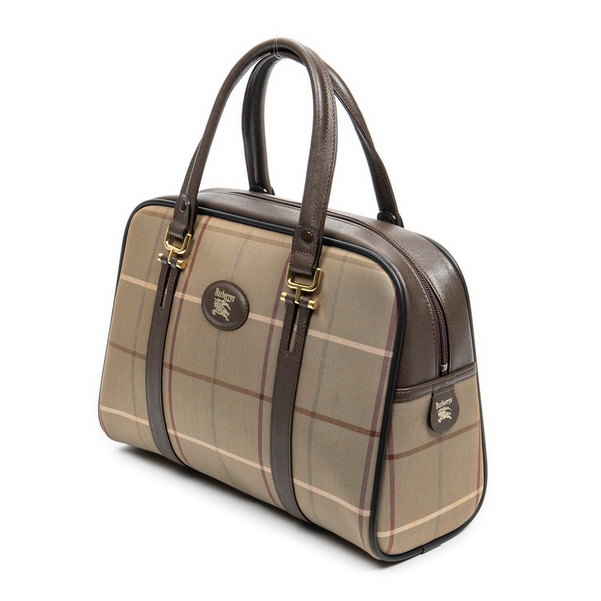 Bolso de mano Burberrys Small Boston Lona Vintage Check Verde