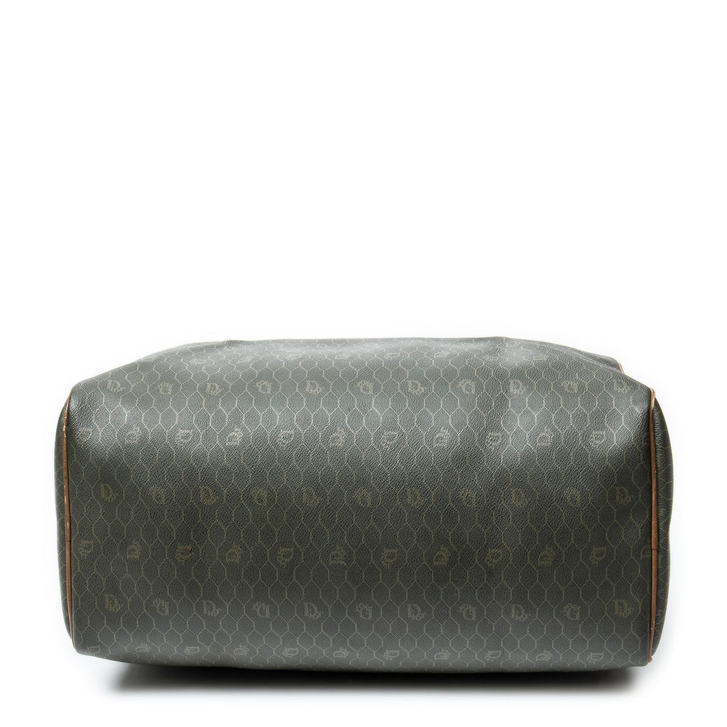 Travel Bag Vintage Medium Boston Dark Green Honeycomb Coated Canvas