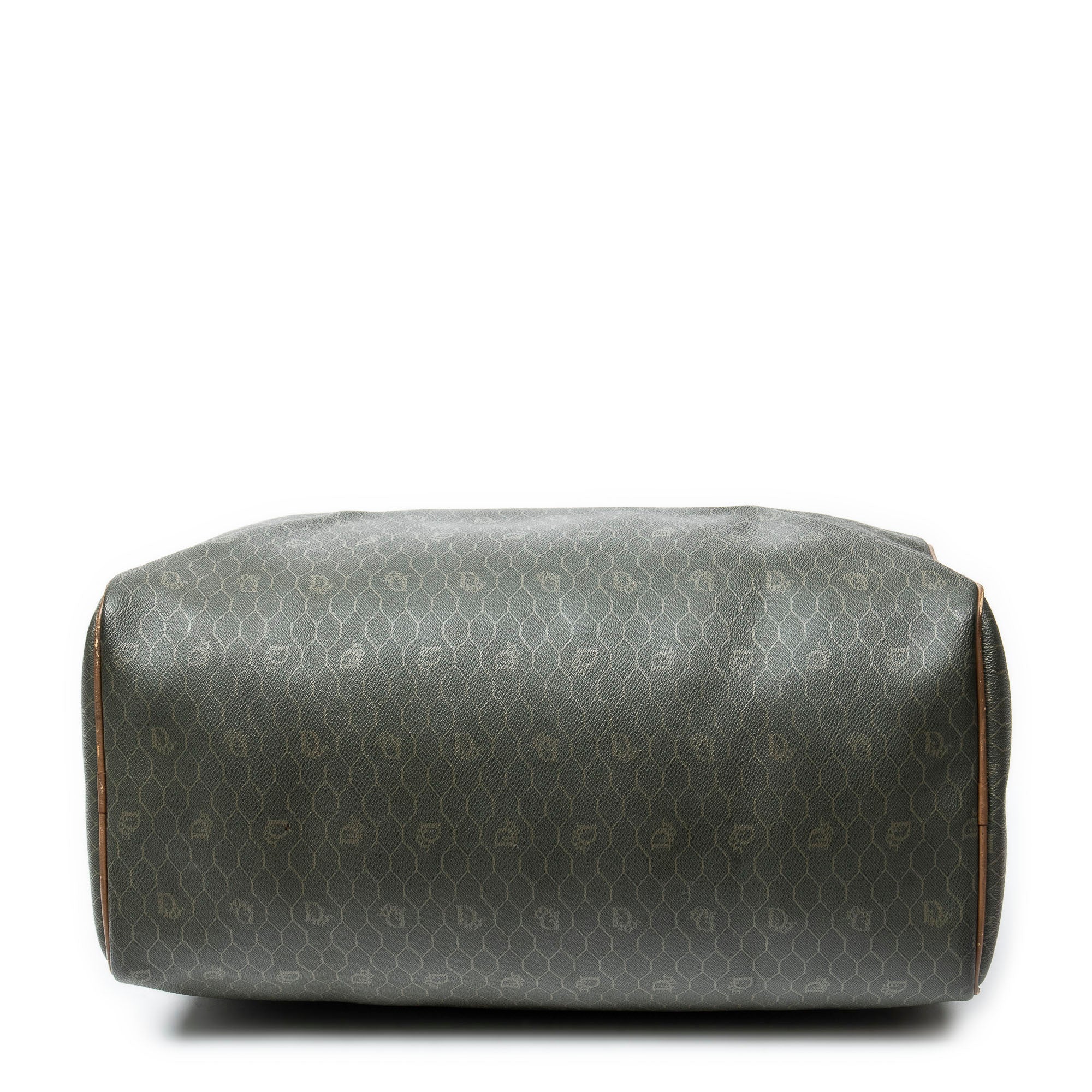 Travel Bag Vintage Medium Boston Dark Green Honeycomb Coated Canvas