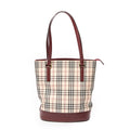 Burberry - Petit sac seau zippé - Beige/Bordeaux