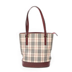 Burberry - Petit sac seau zippé - Beige/Bordeaux
