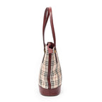 Burberry - Petit sac seau zippé - Beige/Bordeaux