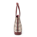 Burberry - Petit sac seau zippé - Beige/Bordeaux