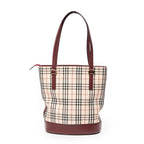 Burberry - Petit sac seau zippé - Beige/Bordeaux