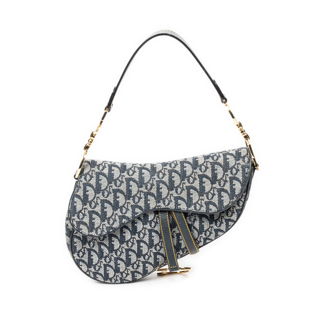 Shoulder Bag Saddle Bag Navy Blue Diorissimo Canvas