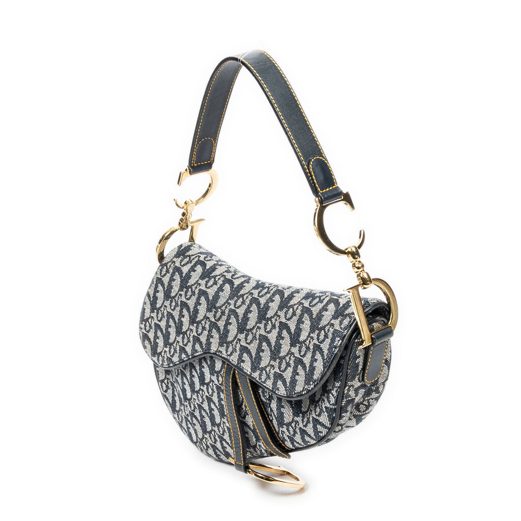 Shoulder Bag Saddle Bag Navy Blue Diorissimo Canvas