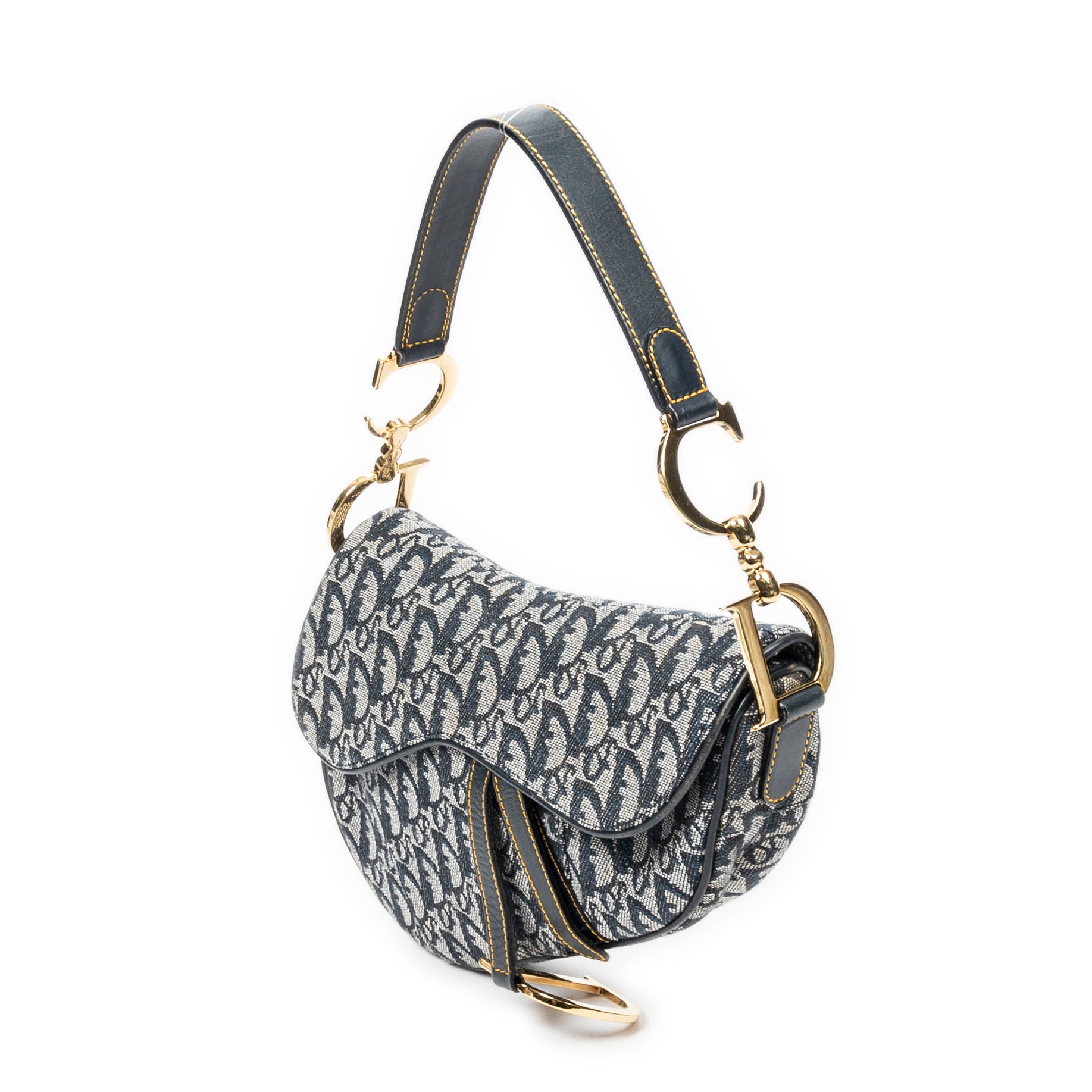 Shoulder Bag Saddle Bag Navy Blue Diorissimo Canvas