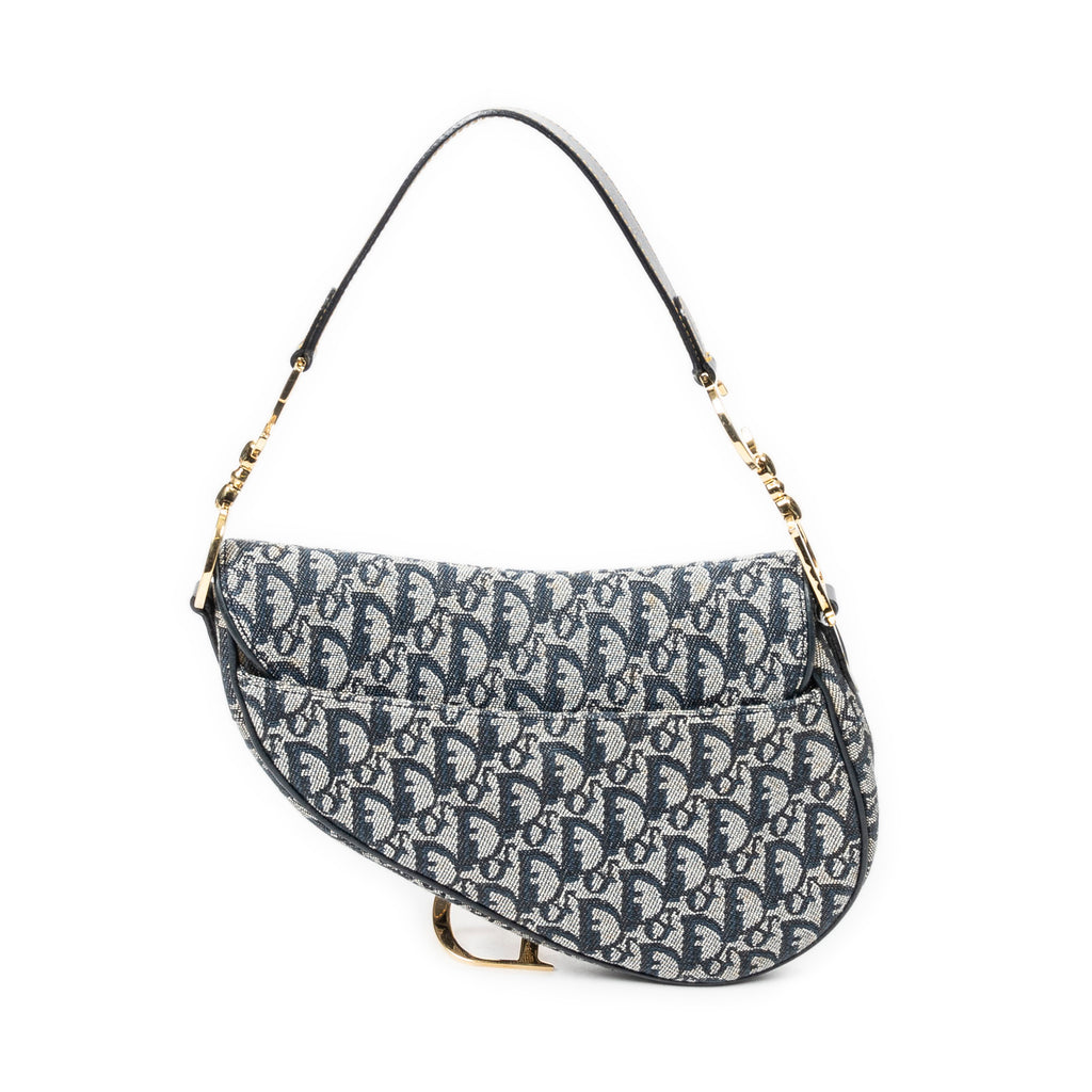 Shoulder Bag Saddle Bag Navy Blue Diorissimo Canvas