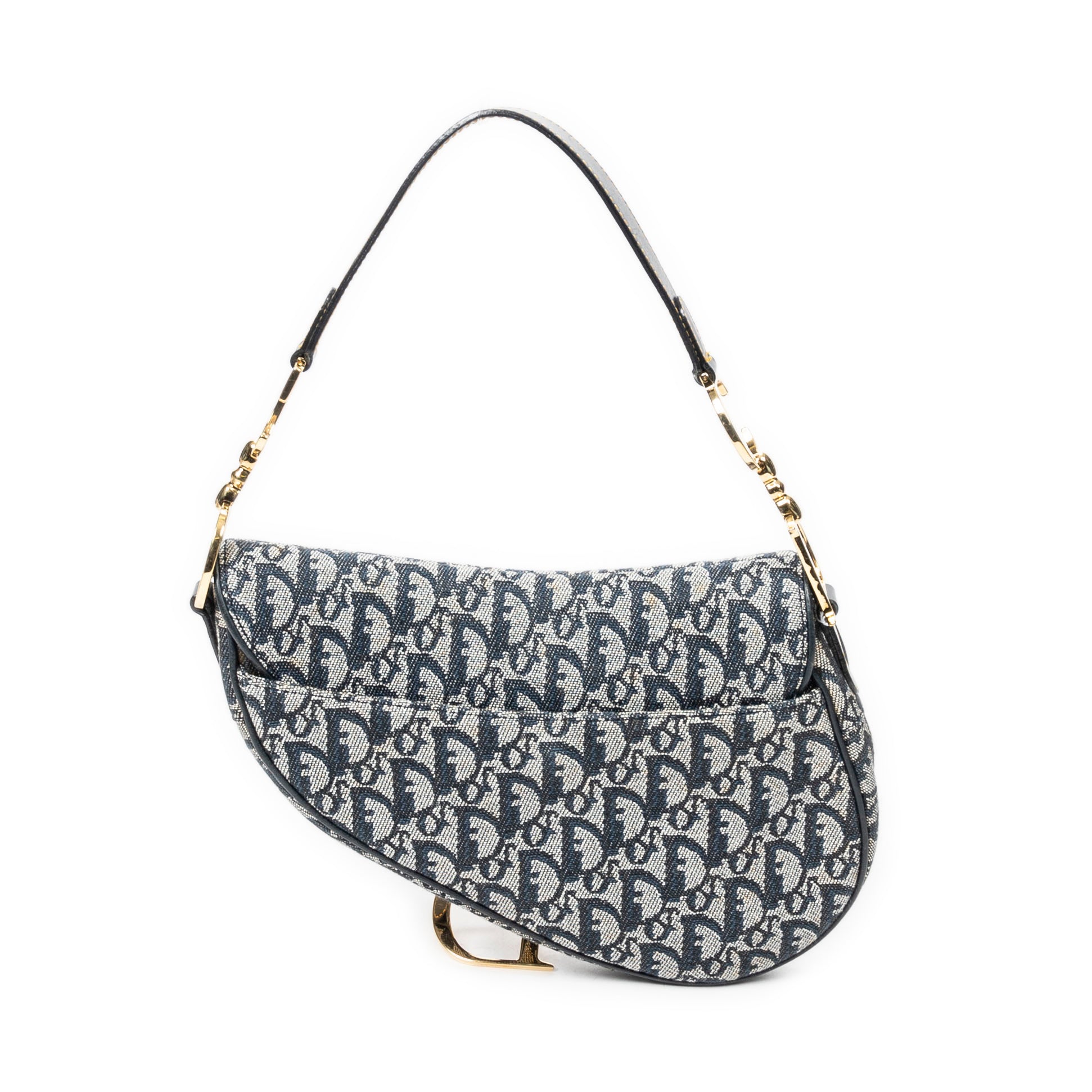 Shoulder Bag Saddle Bag Navy Blue Diorissimo Canvas