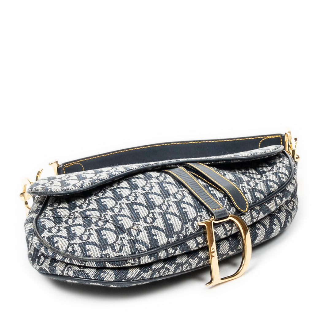 Shoulder Bag Saddle Bag Navy Blue Diorissimo Canvas