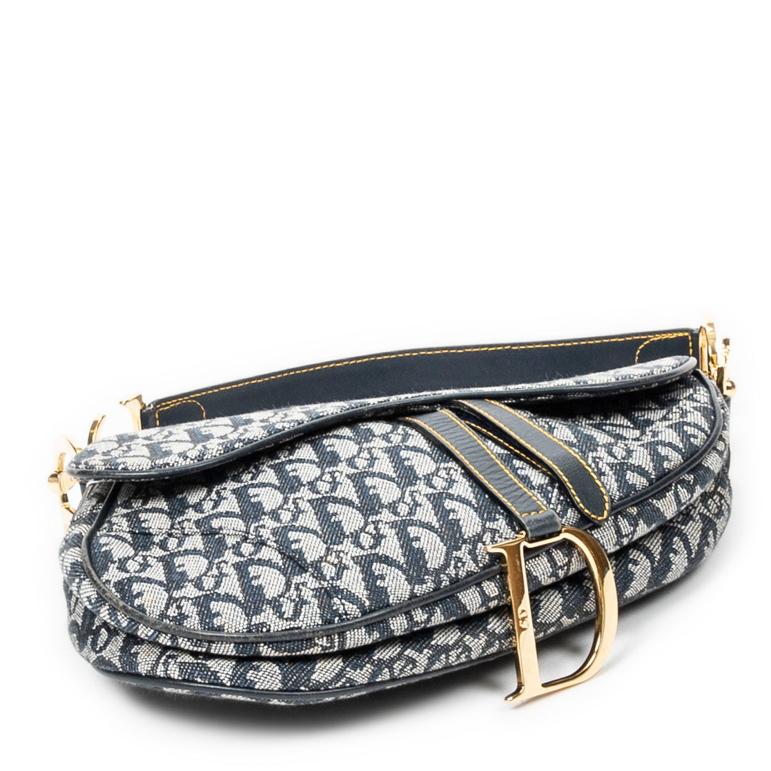 Shoulder Bag Saddle Bag Navy Blue Diorissimo Canvas