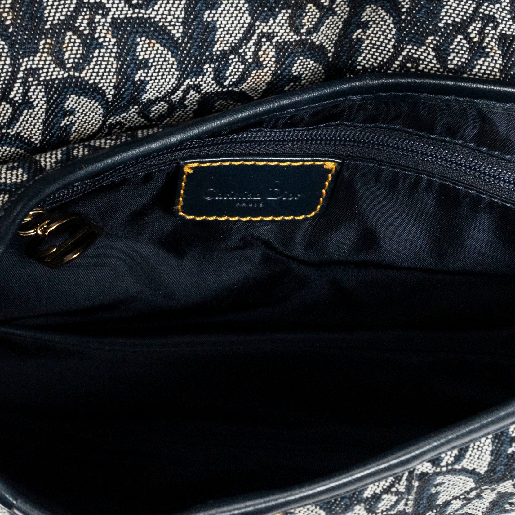 Shoulder Bag Saddle Bag Navy Blue Diorissimo Canvas