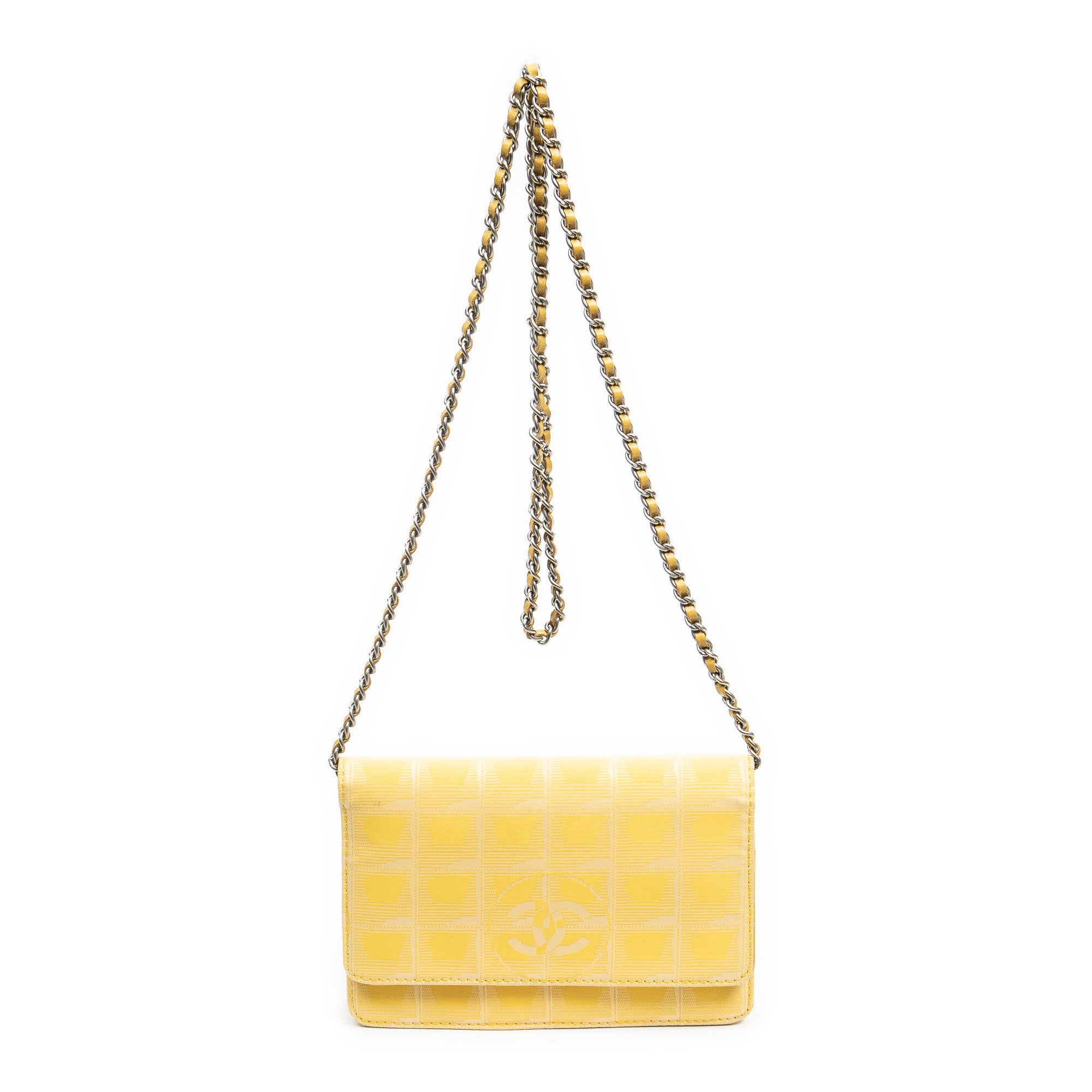 Bolso de hombro Nueva línea de viaje Monedero con cadena Amarillo Lona de nailon de la línea de viaje