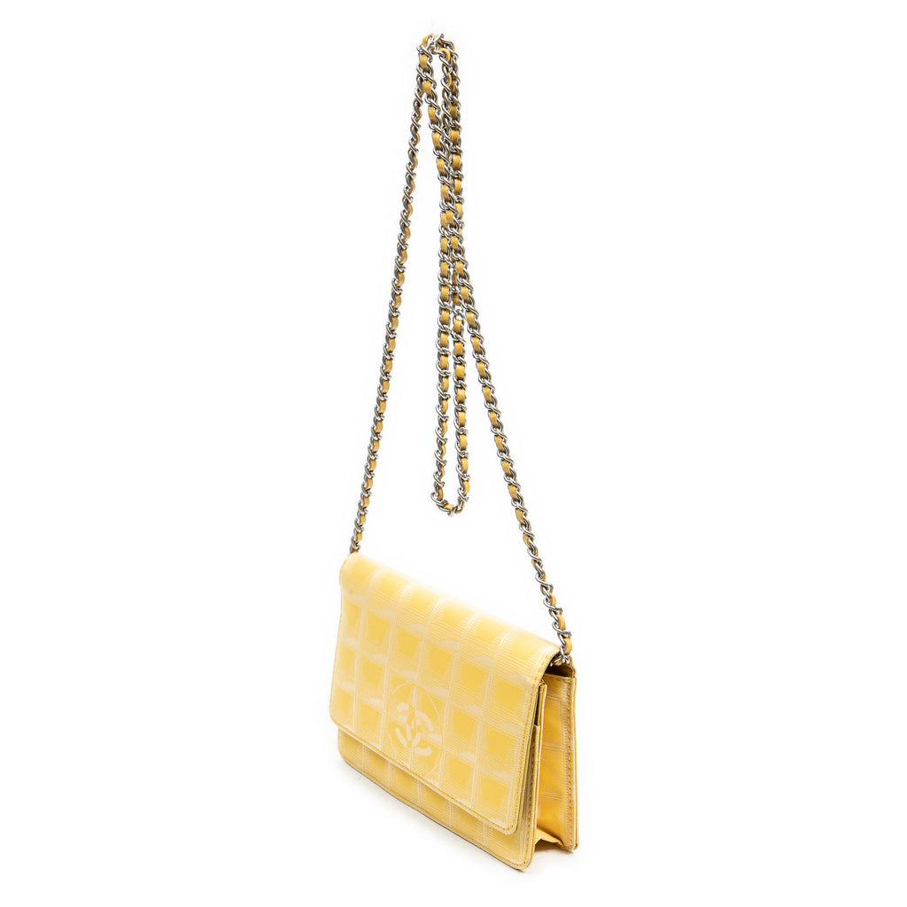 Bolso de hombro Nueva línea de viaje Monedero con cadena Amarillo Lona de nailon de la línea de viaje