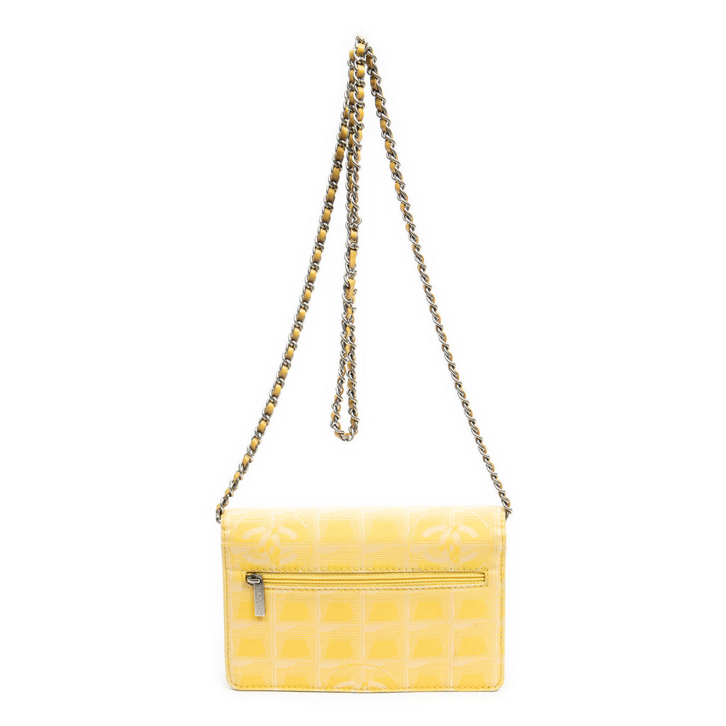 Bolso de hombro Nueva línea de viaje Monedero con cadena Amarillo Lona de nailon de la línea de viaje