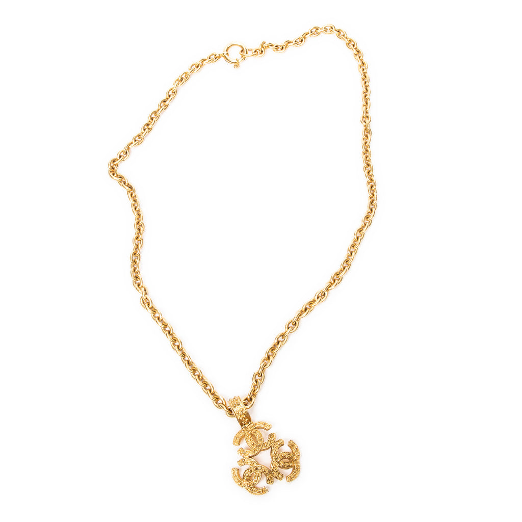 Necklace 3 CC Pendant Chain Necklace Gold Gold Plated