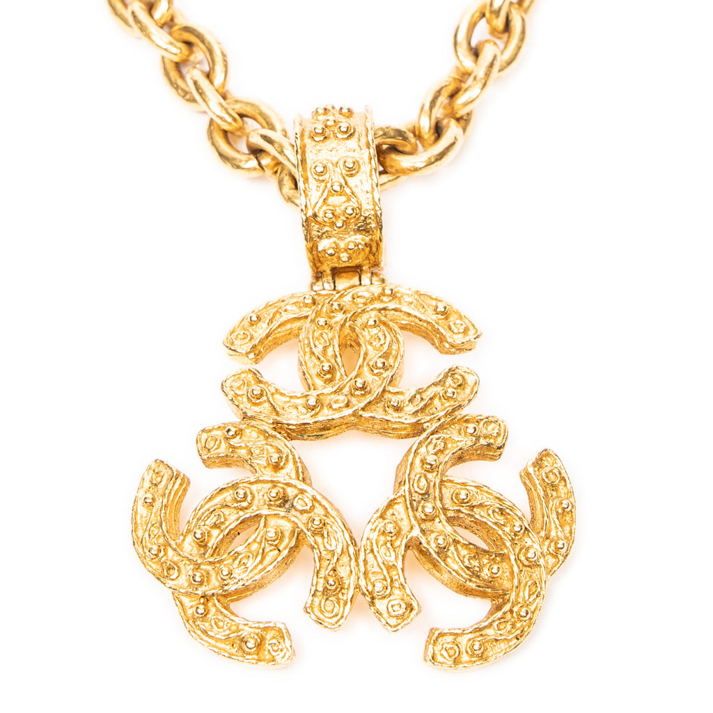 Necklace 3 CC Pendant Chain Necklace Gold Gold Plated