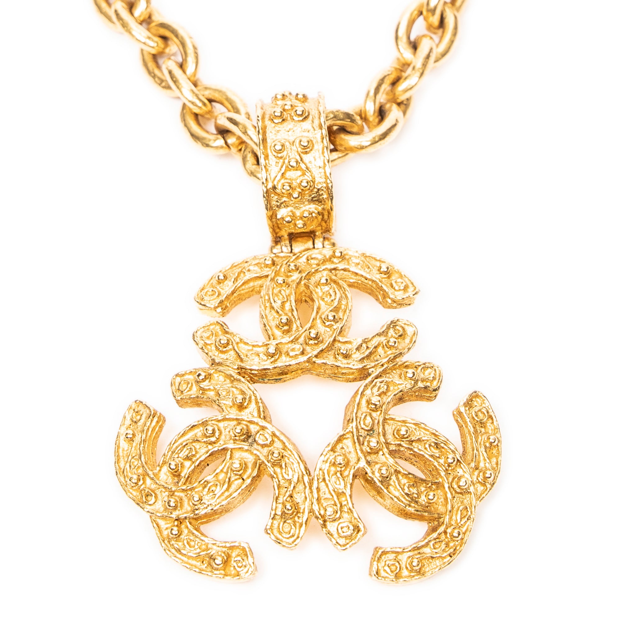 Necklace 3 CC Pendant Chain Necklace Gold Gold Plated