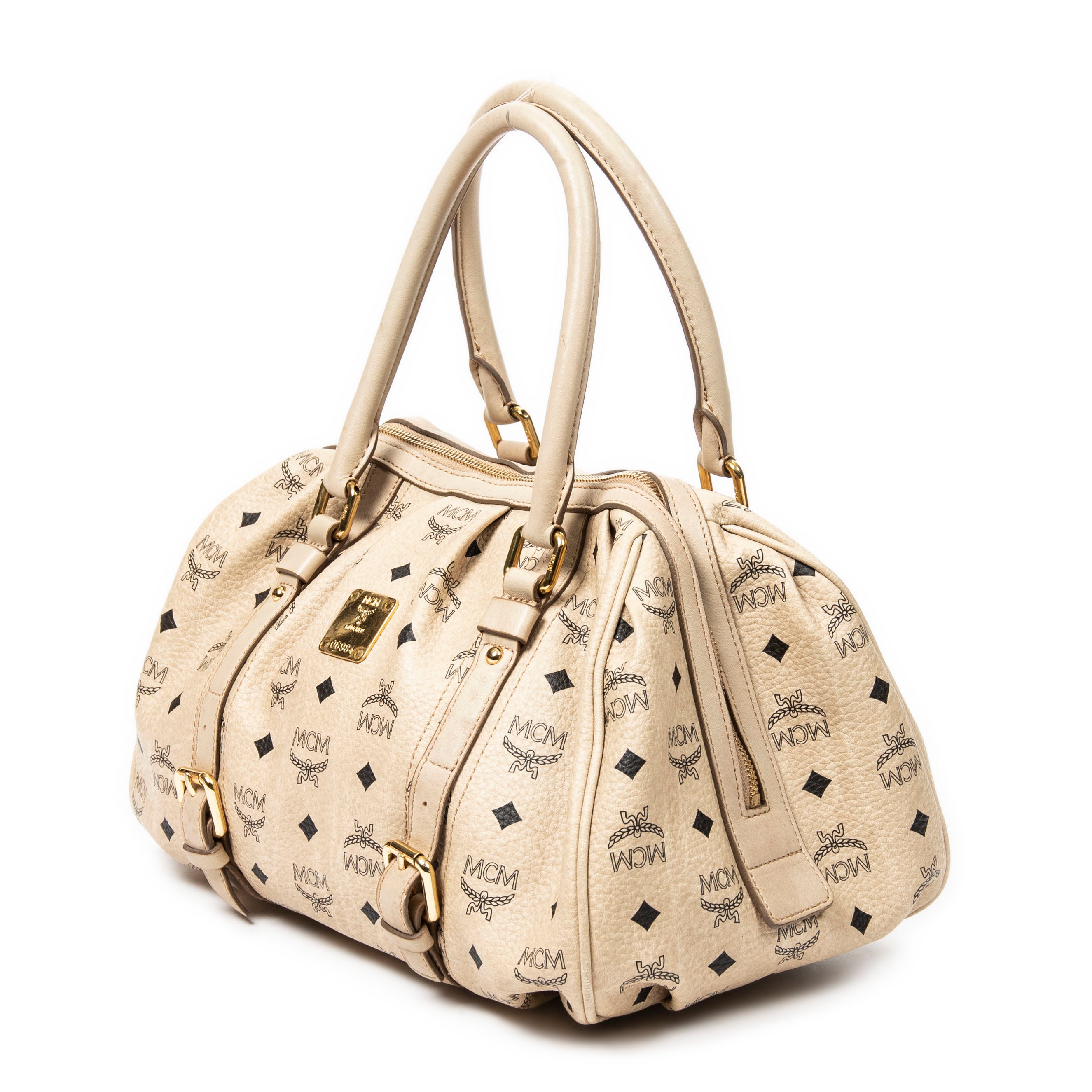 Handbag Medium Soft Boston Beige Visetos Coated Canvas
