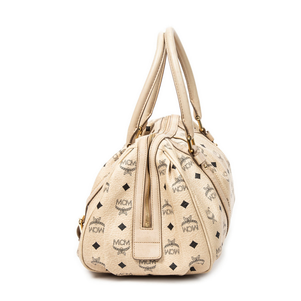 Handbag Medium Soft Boston Beige Visetos Coated Canvas