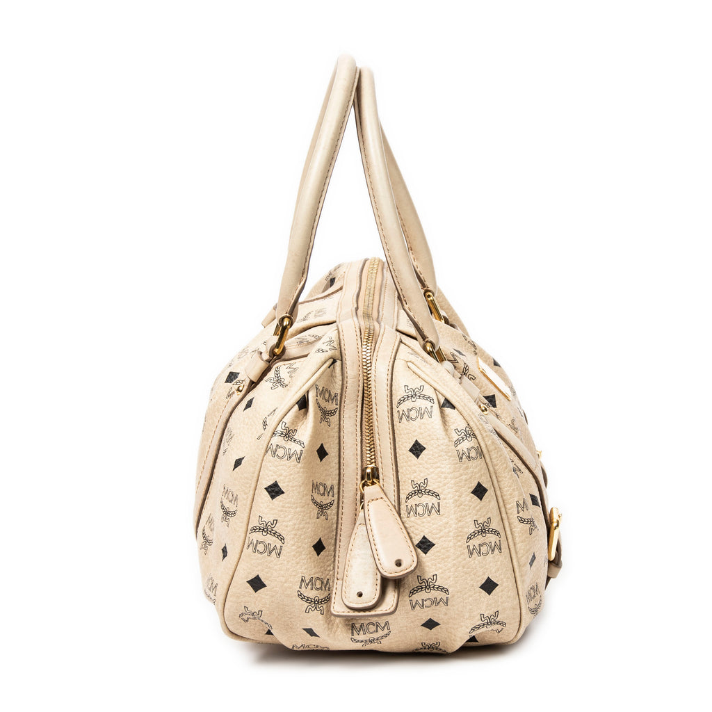 Handbag Medium Soft Boston Beige Visetos Coated Canvas
