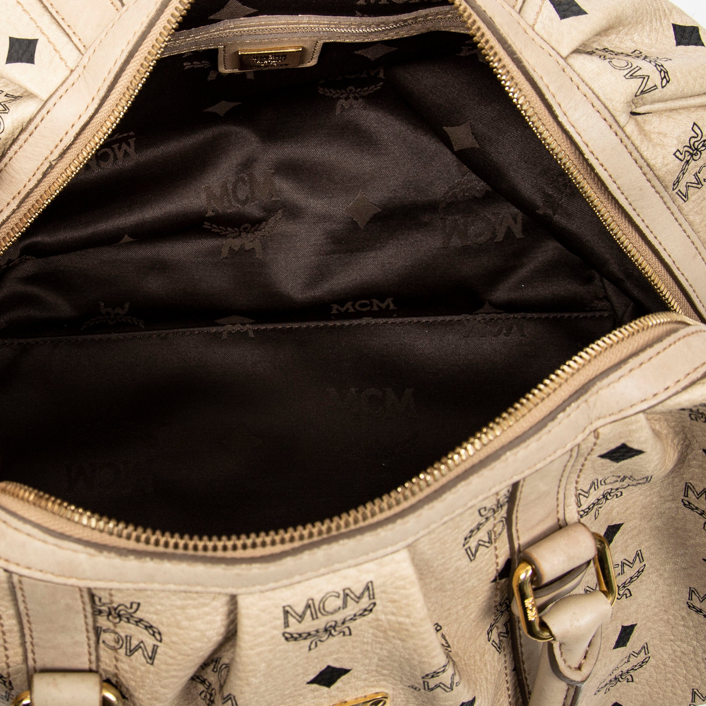 Handbag Medium Soft Boston Beige Visetos Coated Canvas
