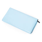 Cartera Piel de Becerro Azul Claro Modelo Billetera Larga Plegable de Uso Diario