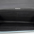 Cartera Piel de Becerro Azul Claro Modelo Billetera Larga Plegable de Uso Diario