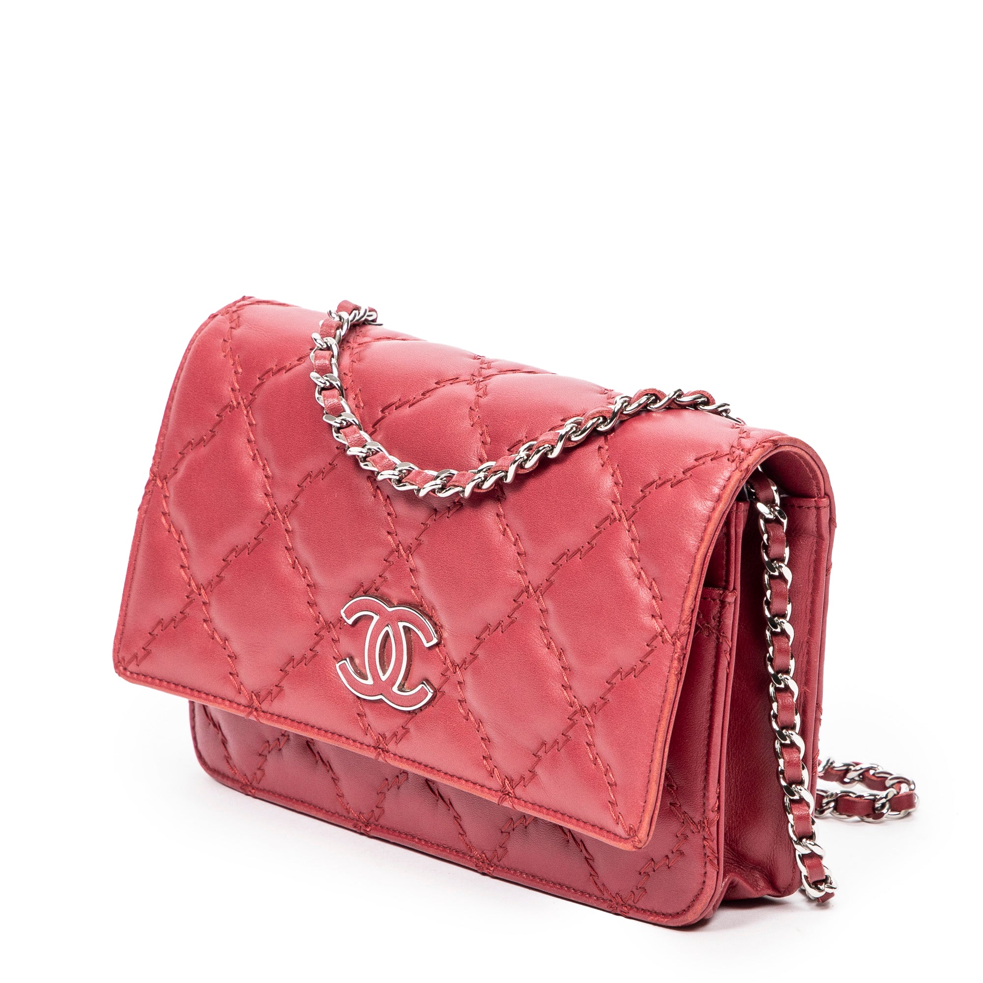 Shoulder Bag Double Stitch Hampton Wallet On Chain Burgundy Quilted Lambskin Leather