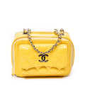 Shoulder Bag Mini Pocket Box Camera Case Yellow Quilted Patent Leather