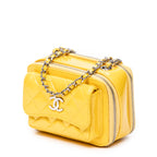 Shoulder Bag Mini Pocket Box Camera Case Yellow Quilted Patent Leather