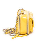 Shoulder Bag Mini Pocket Box Camera Case Yellow Quilted Patent Leather