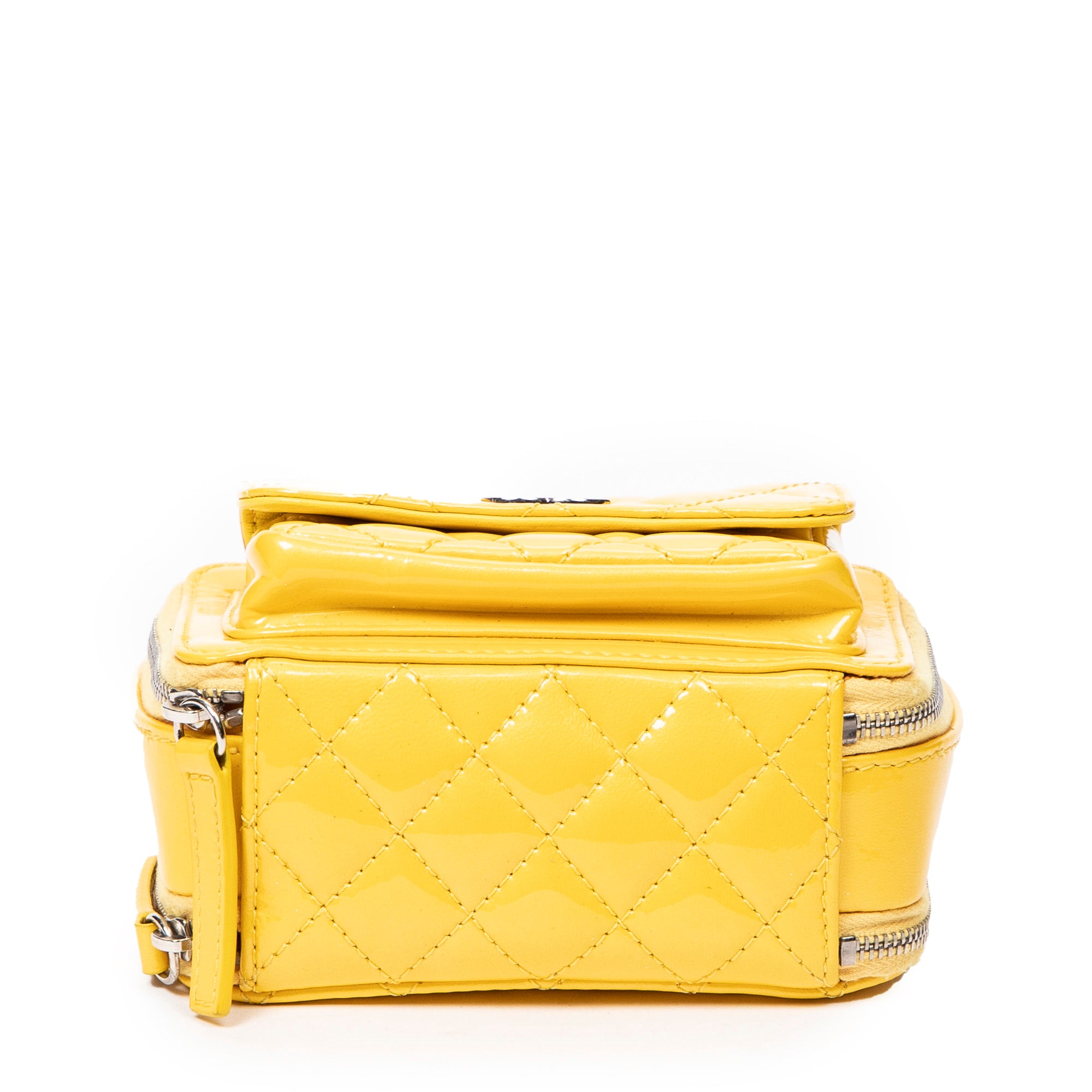 Shoulder Bag Mini Pocket Box Camera Case Yellow Quilted Patent Leather