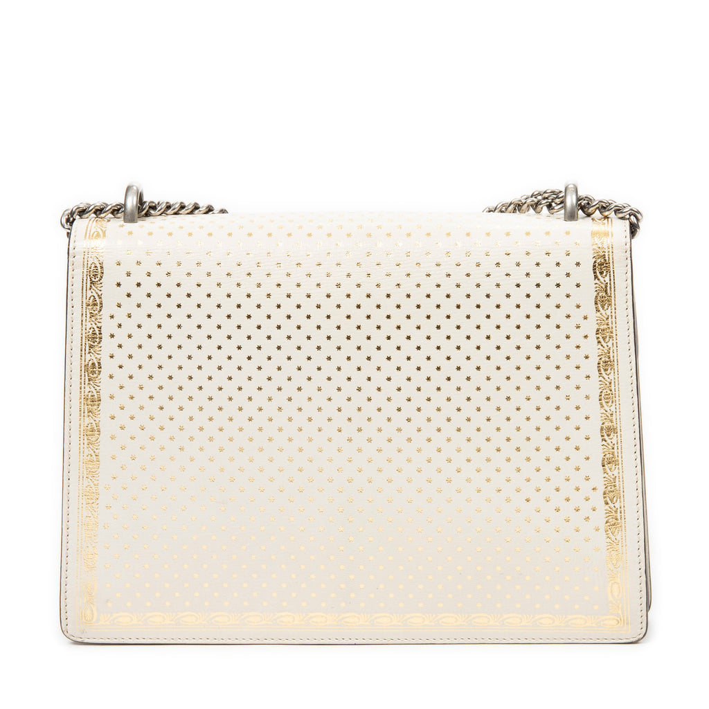 Bolso de hombro Gucci x Sega Guccy Stars mediano Dionysus de cuero con estampado Guccy Stars en color marfil